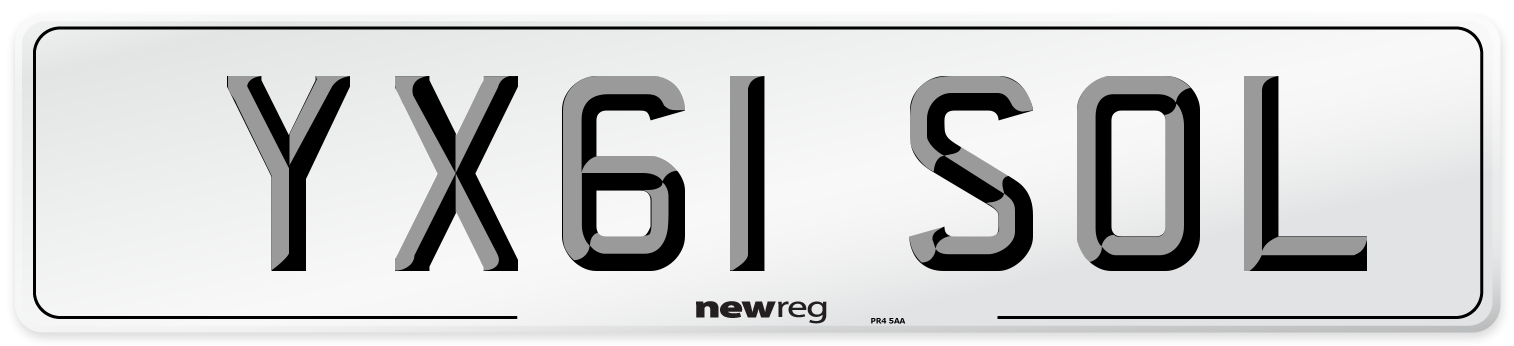 YX61 SOL Number Plate from New Reg